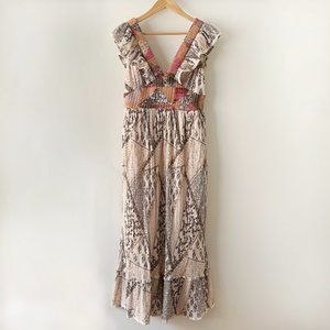 Let Me Be Quilted Ruffle Patchwork Maxi Dress Size Small